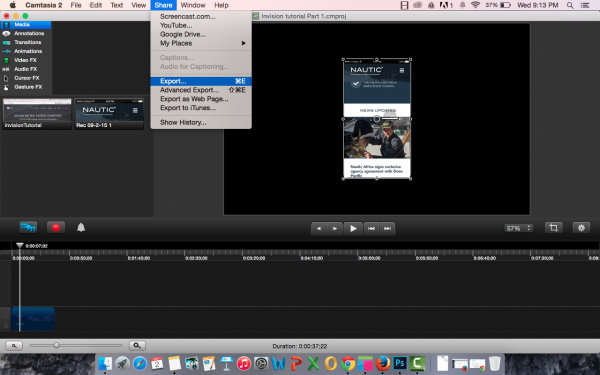 Export as a video file in Camtasia
