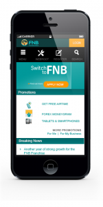 FNB Responsive Mobile view